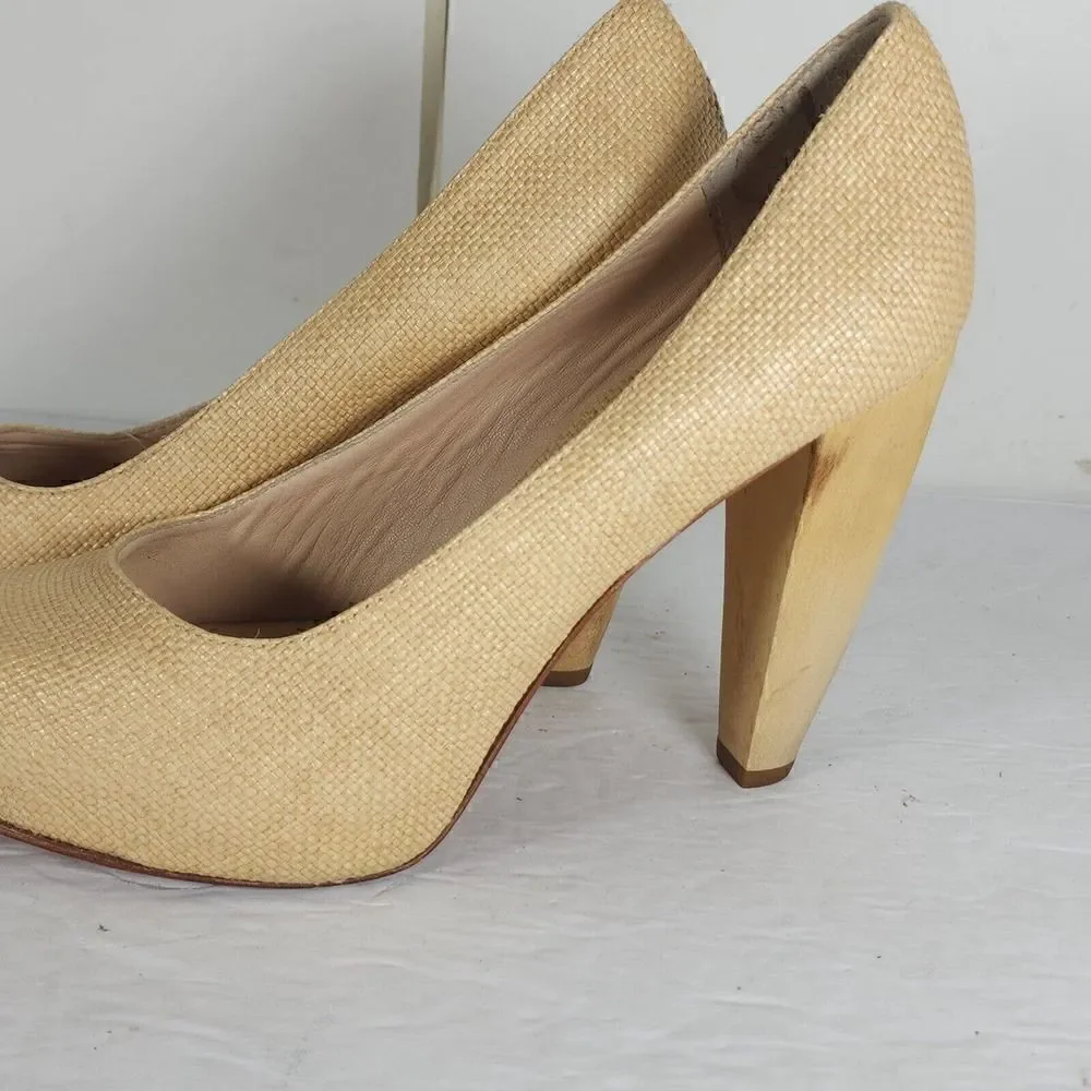 Loeffler Randall Women's Esther US 7,5 B Raffia Pumps Heels Shoes